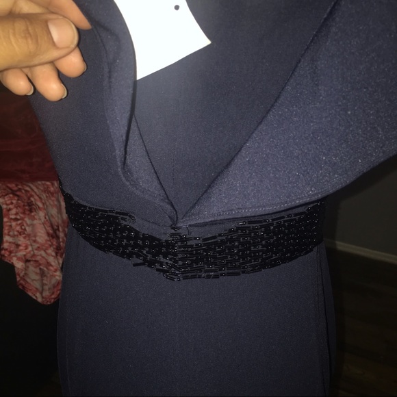 Carmen draped beaded evening gown mermaid dress - Picture 5 of 8